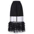 Belle Poque Retro Vintage Sexy Women's Ruffled Lace Hem See-Through Long Skirt BP000348-1